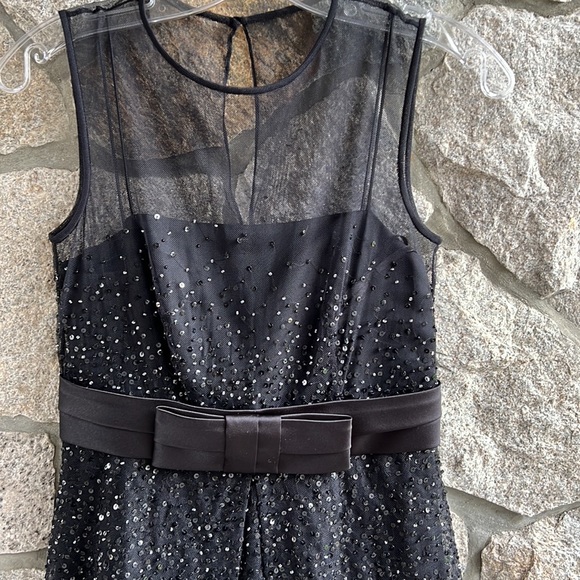 Ann Taylor Party Dress Sequins with Mesh Neckline with Tulle Sequins Body - Picture 2 of 12